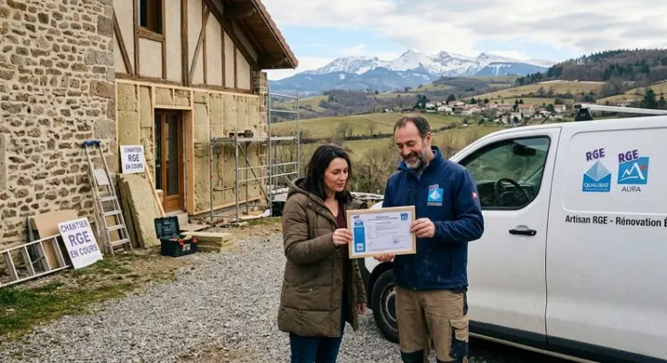 Artisan RGE sur un chantier